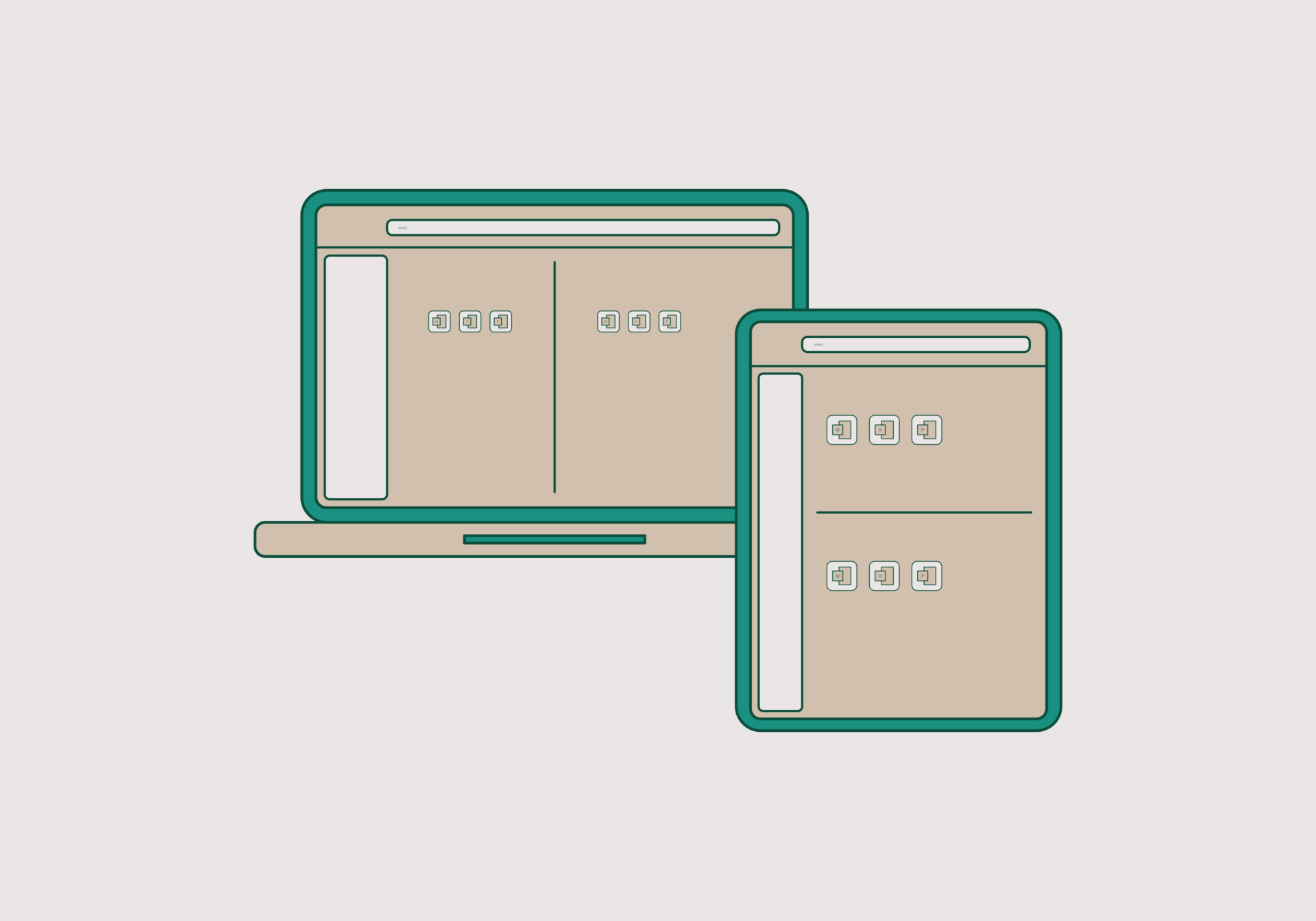 Paralles Secure Workspace In dem Bild ist ein Notebook und ein Tablet zu sehen welches über den Broswer auf eure Firmendaten zugreift.